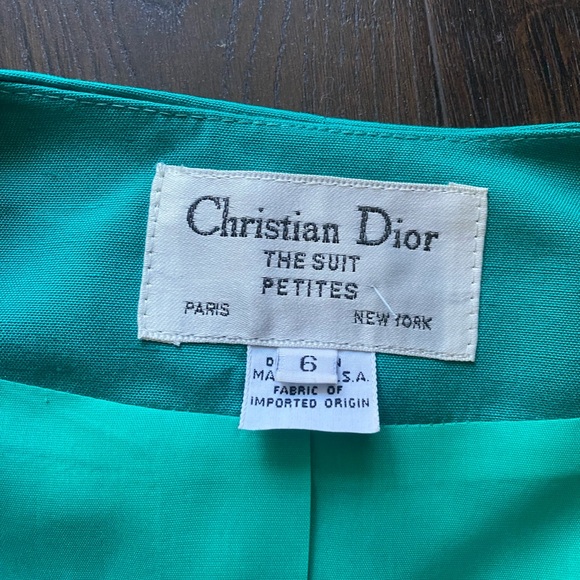 Vintage 1980’s Christian Dior teal blazer jacket with abalone shell buttons - Picture 6 of 8